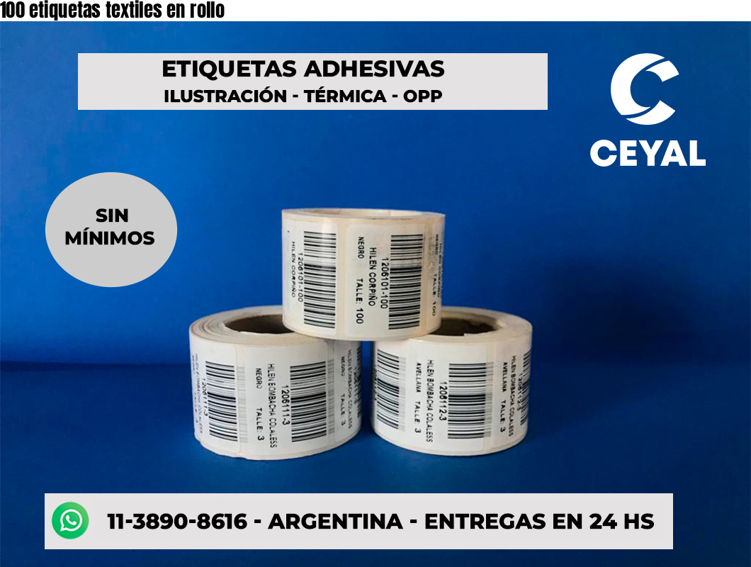 100 etiquetas textiles en rollo