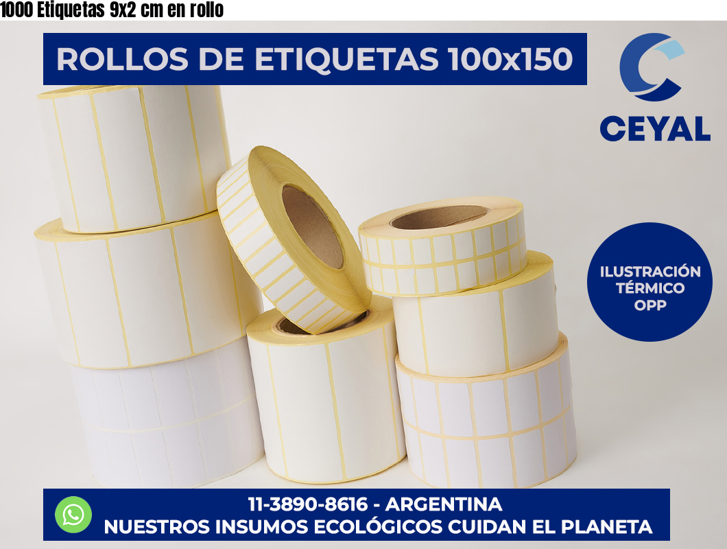 1000 Etiquetas 9×2 cm en rollo