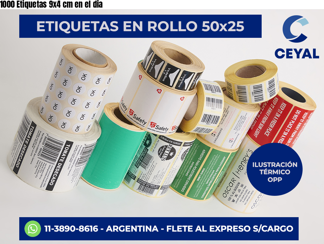 1000 Etiquetas 9×4 cm en el dia
