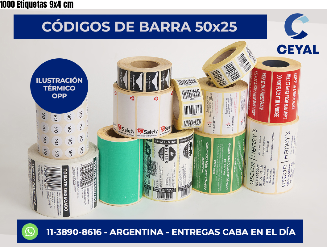 1000 Etiquetas 9×4 cm