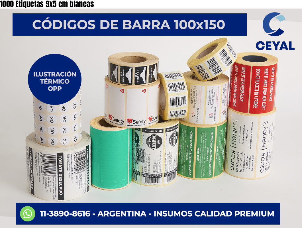 1000 Etiquetas 9×5 cm blancas