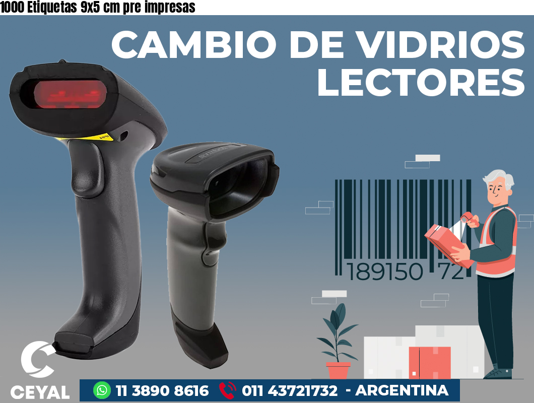 1000 Etiquetas 9x5 cm pre impresas