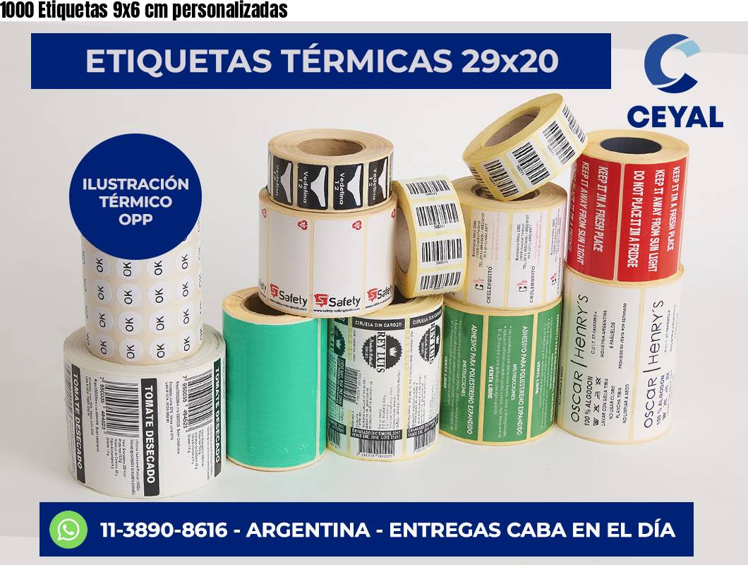 1000 Etiquetas 9×6 cm personalizadas