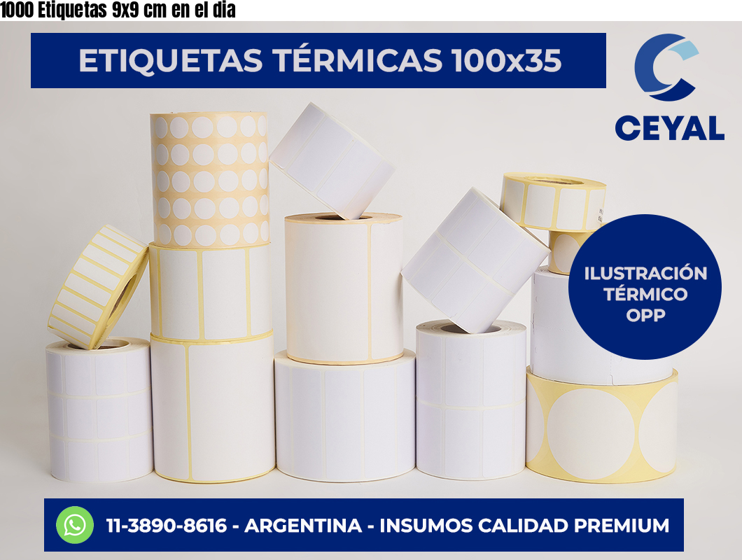 1000 Etiquetas 9×9 cm en el dia