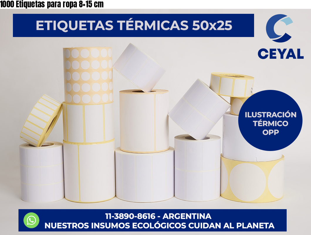 1000 Etiquetas para ropa 8×15 cm
