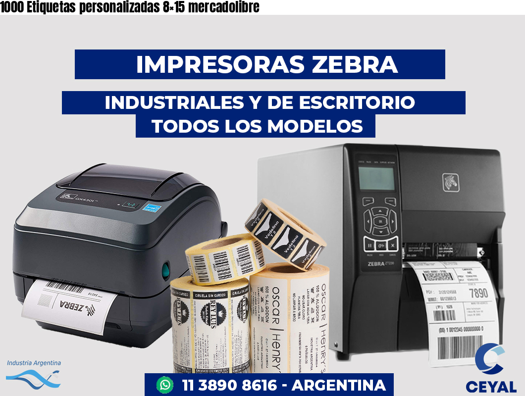 1000 Etiquetas personalizadas 8×15 mercadolibre