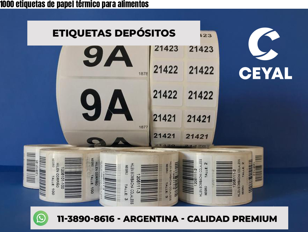 1000 etiquetas de papel térmico para alimentos