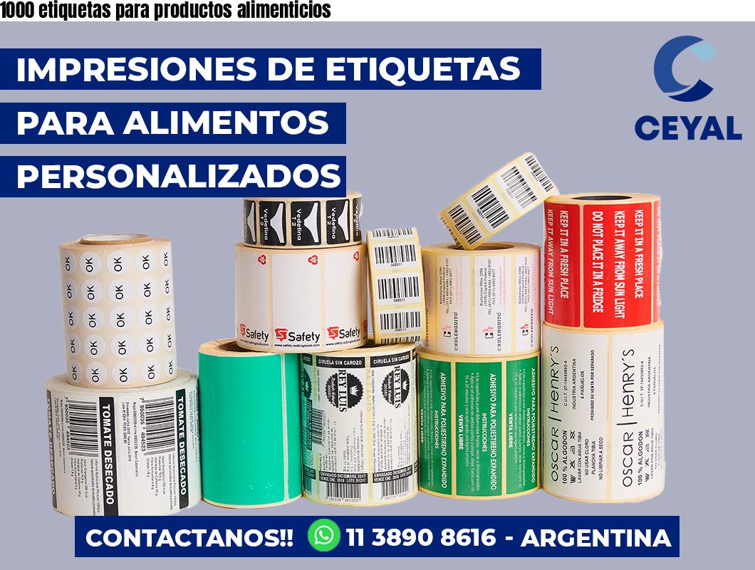 1000 etiquetas para productos alimenticios