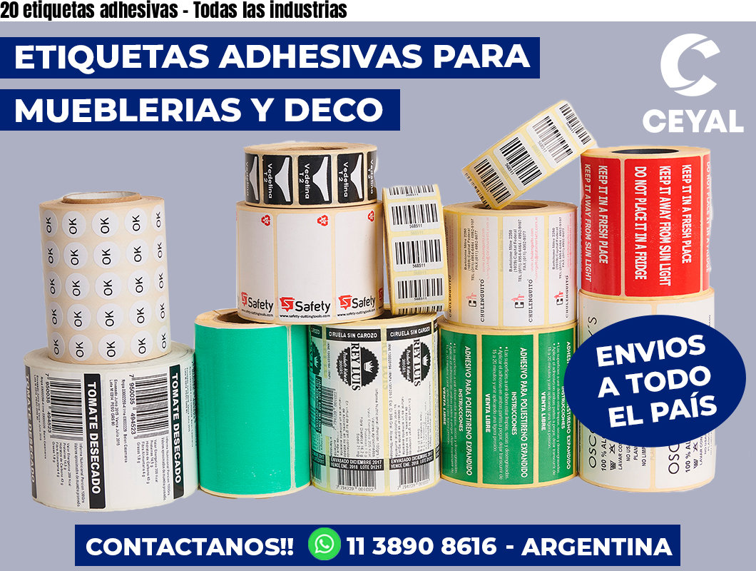 20 etiquetas adhesivas - Todas las industrias