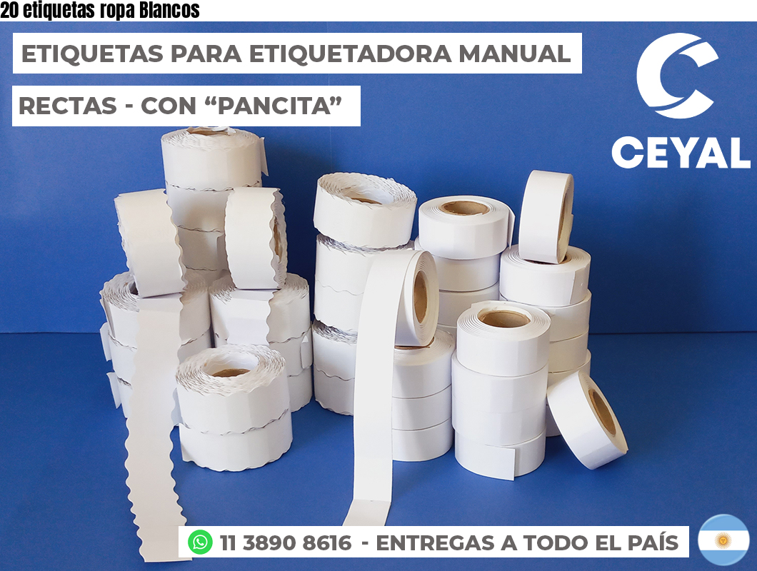 20 etiquetas ropa Blancos