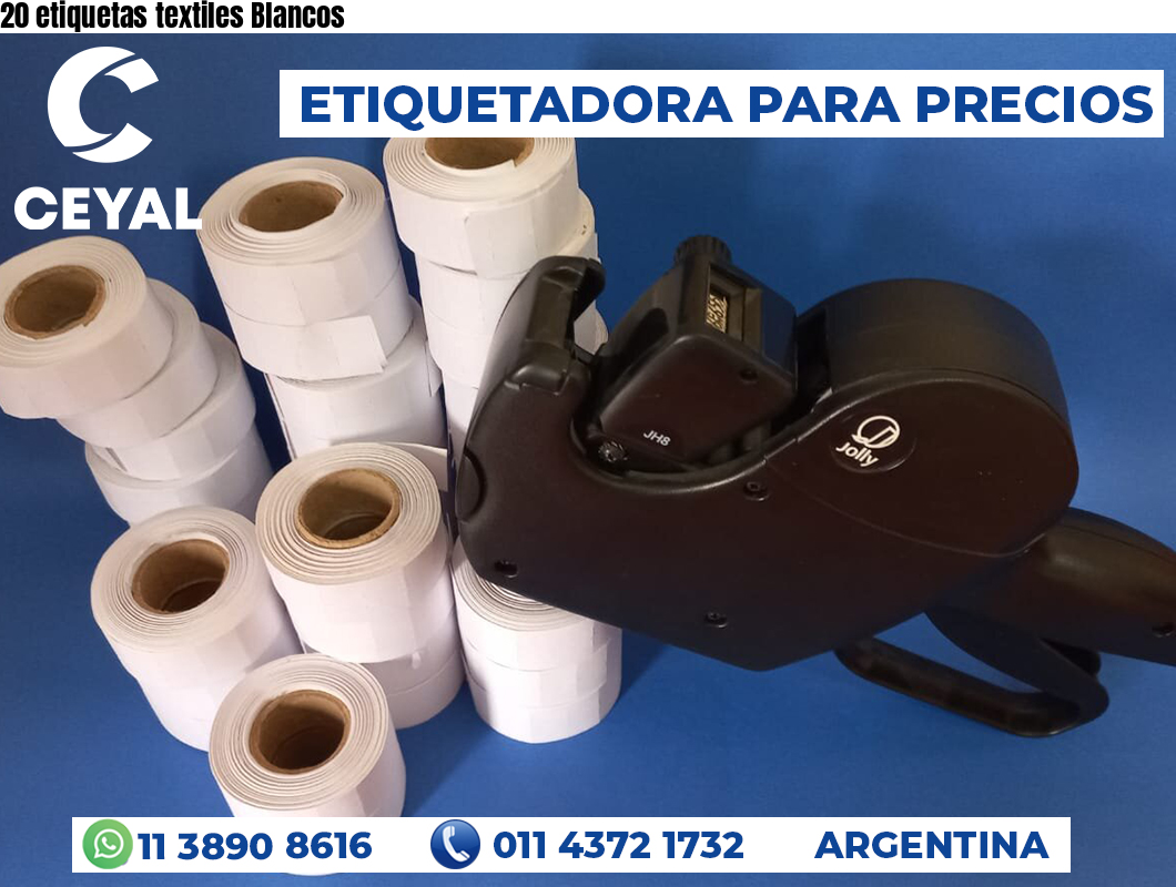 20 etiquetas textiles Blancos