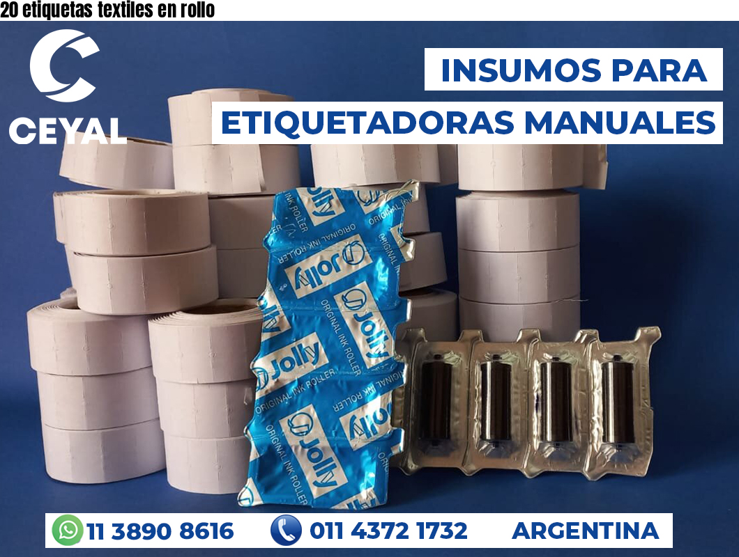 20 etiquetas textiles en rollo