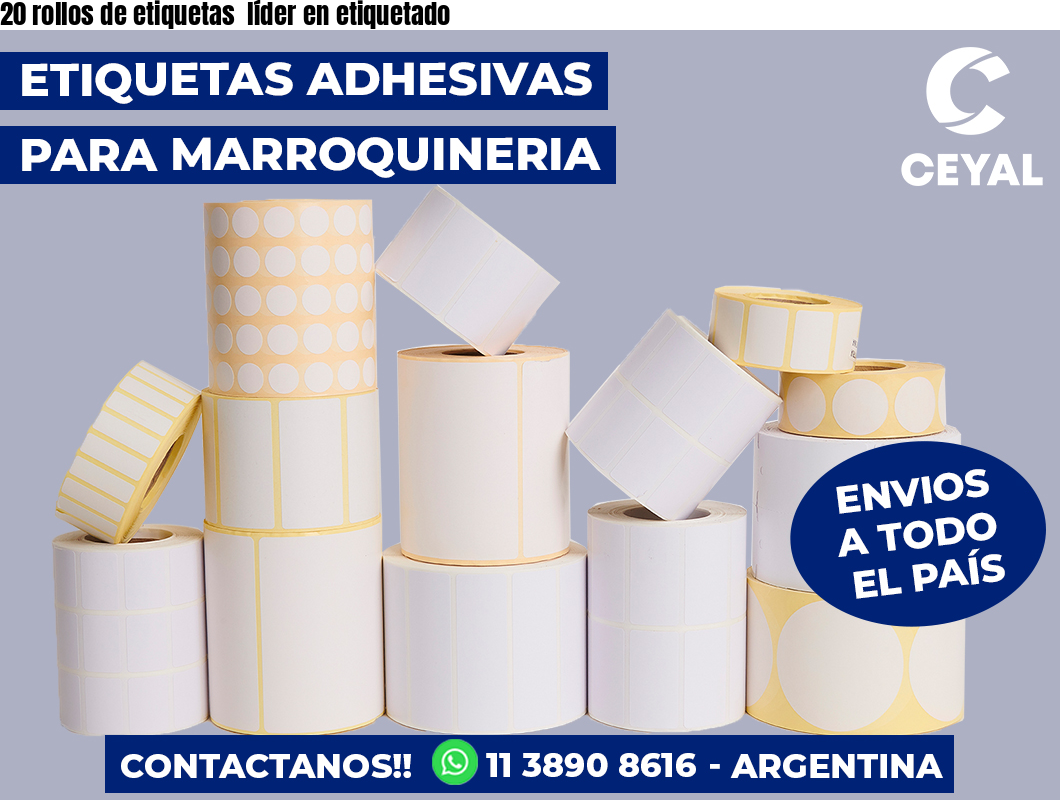 20 rollos de etiquetas líder en etiquetado