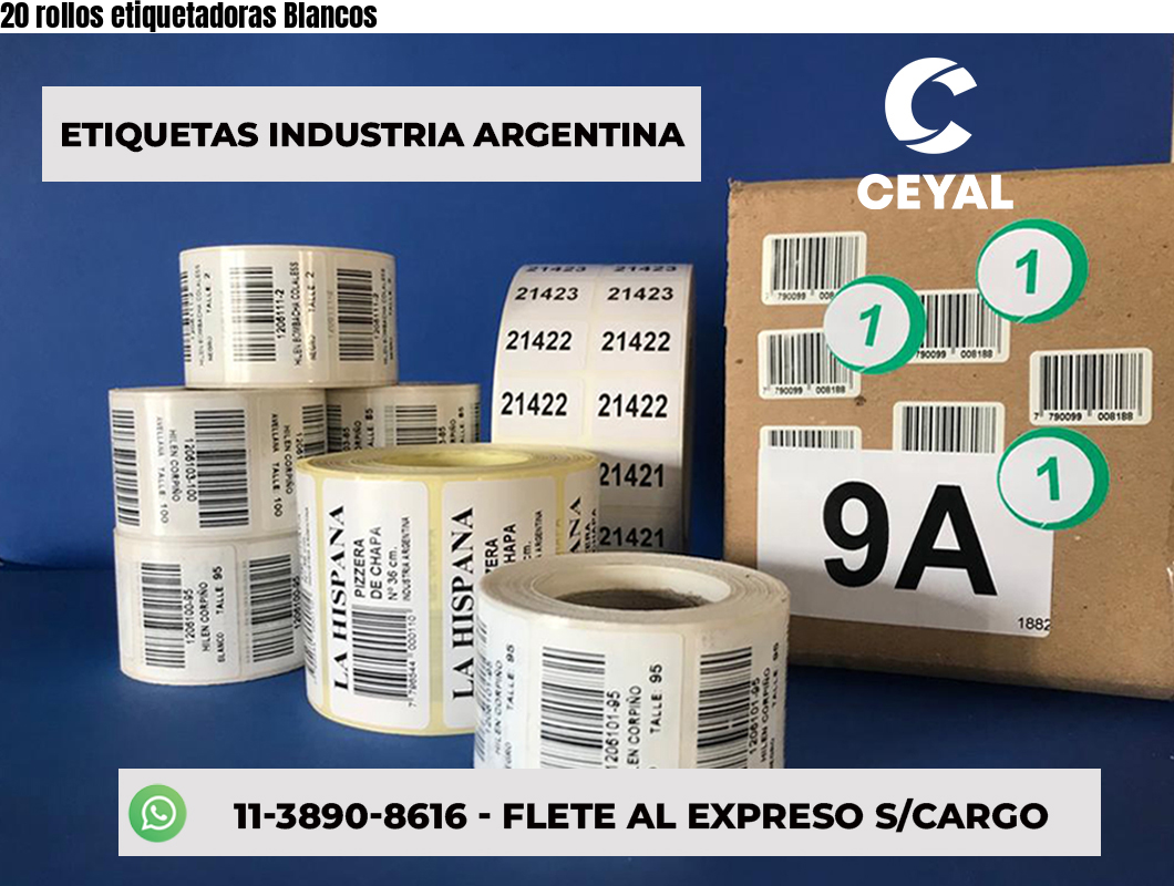 20 rollos etiquetadoras Blancos