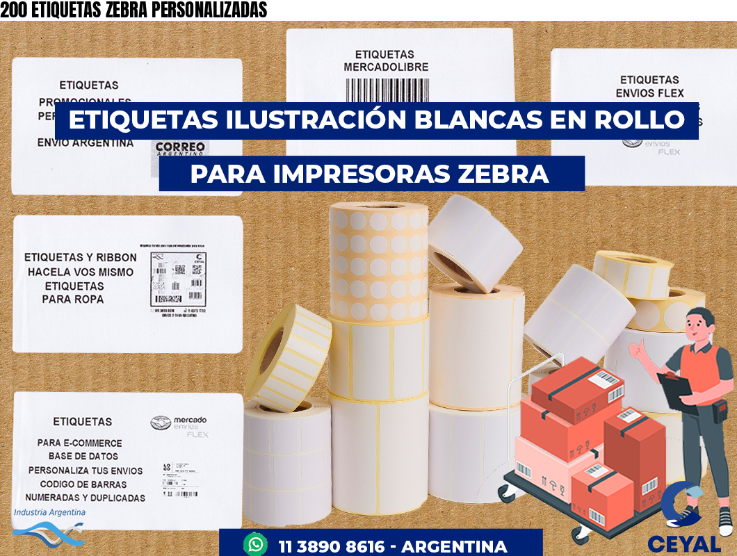 200 ETIQUETAS ZEBRA PERSONALIZADAS