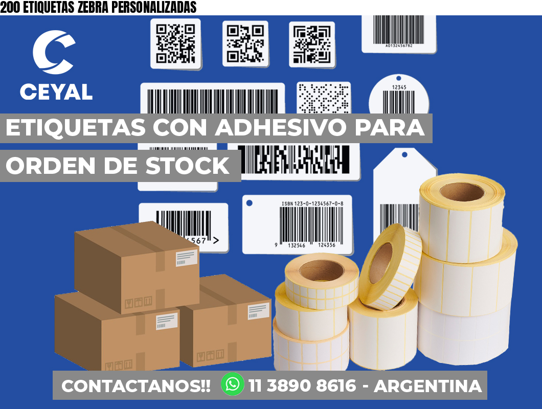 200 ETIQUETAS ZEBRA PERSONALIZADAS