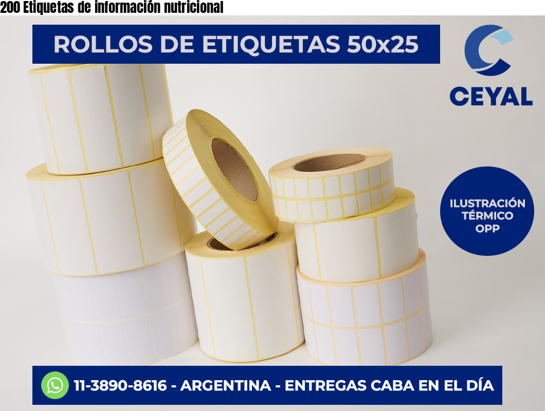 200 Etiquetas de información nutricional