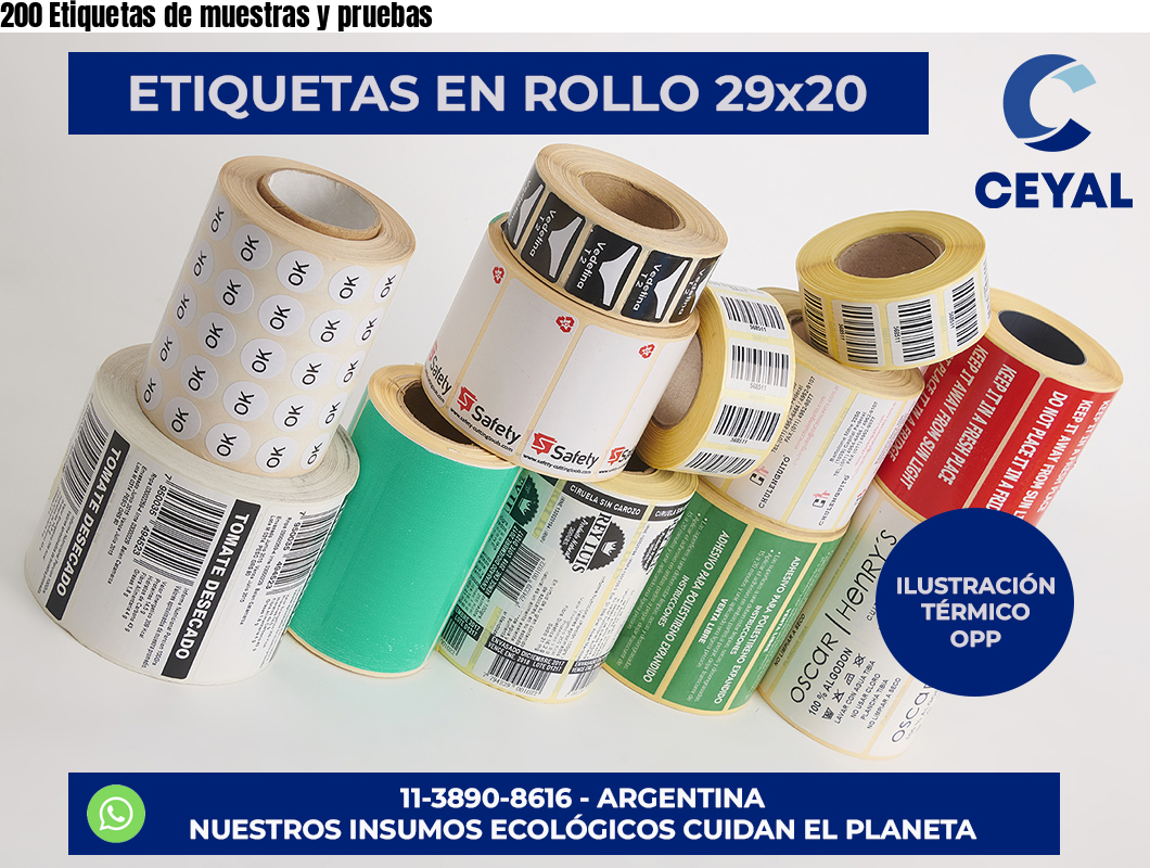 200 Etiquetas de muestras y pruebas