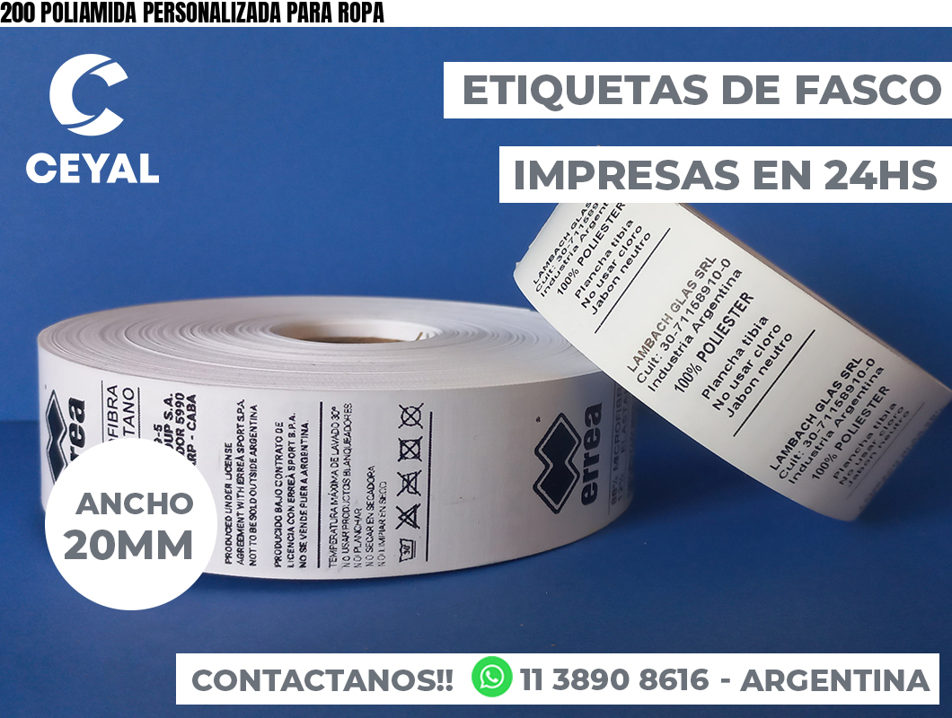 200 POLIAMIDA PERSONALIZADA PARA ROPA