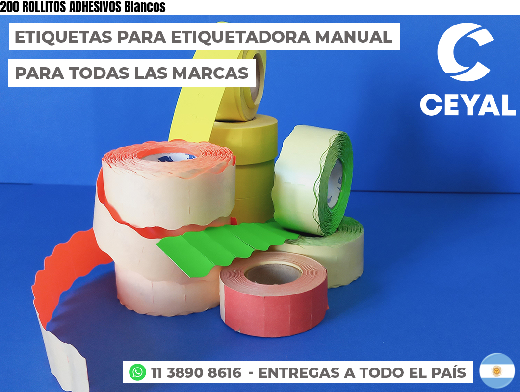 200 ROLLITOS ADHESIVOS Blancos