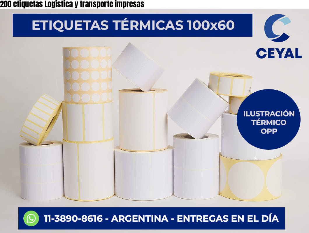 200 etiquetas Logística y transporte impresas