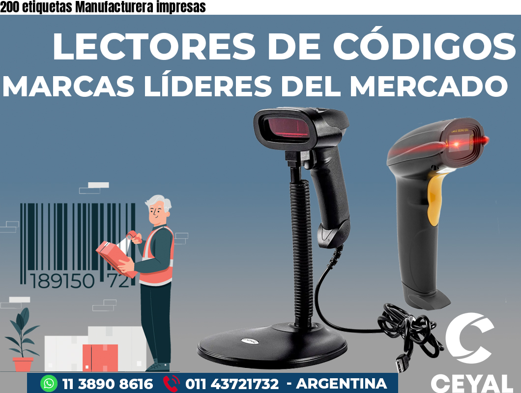 200 etiquetas Manufacturera impresas