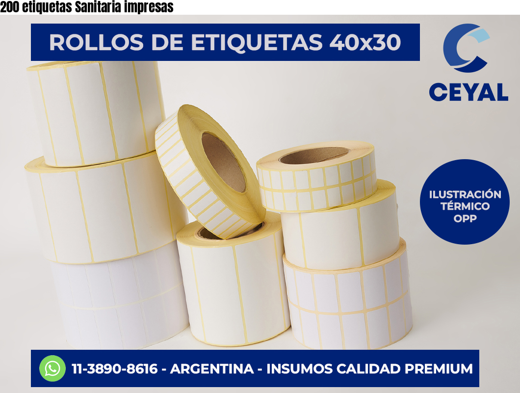 200 etiquetas Sanitaria impresas