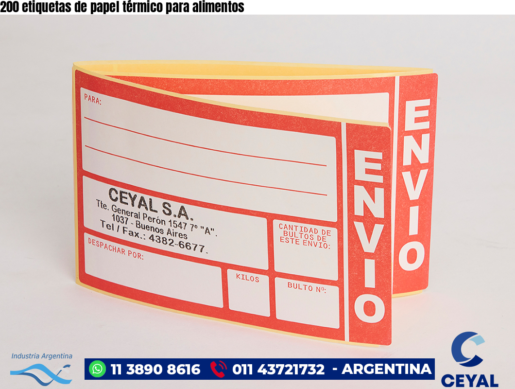 200 etiquetas de papel térmico para alimentos