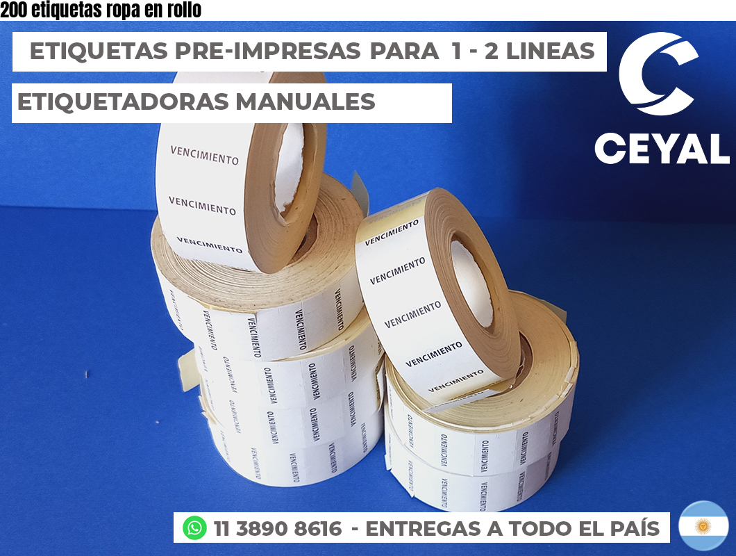 200 etiquetas ropa en rollo
