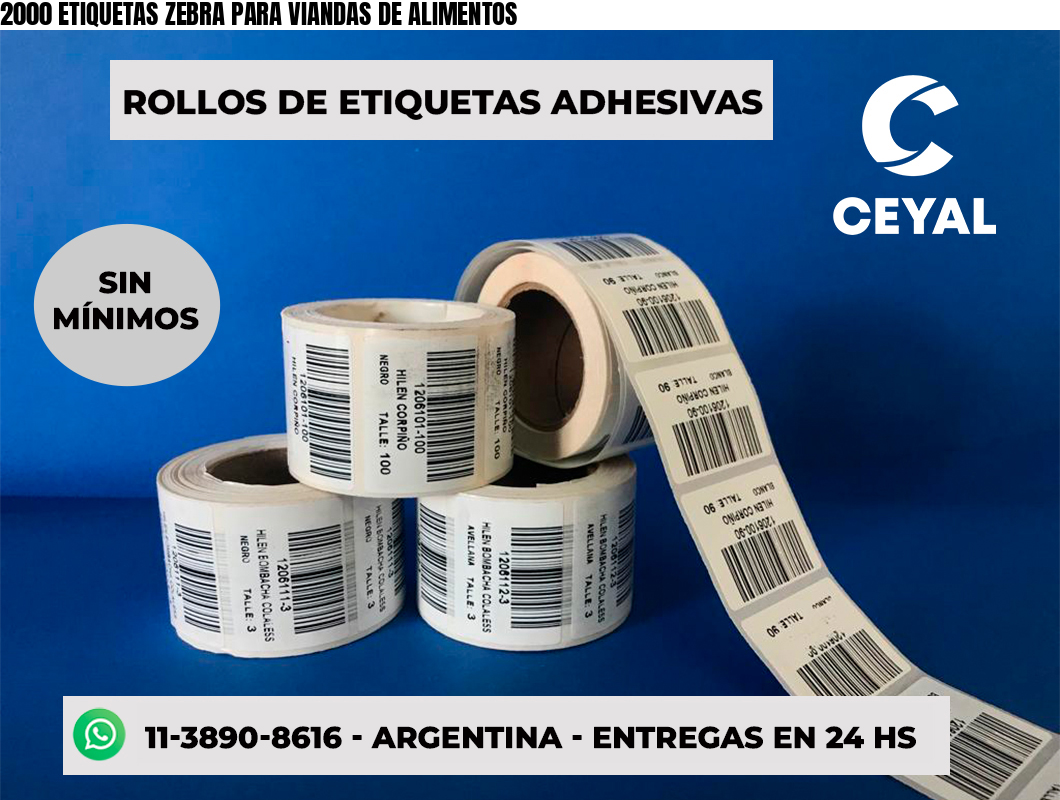 2000 ETIQUETAS ZEBRA PARA VIANDAS DE ALIMENTOS