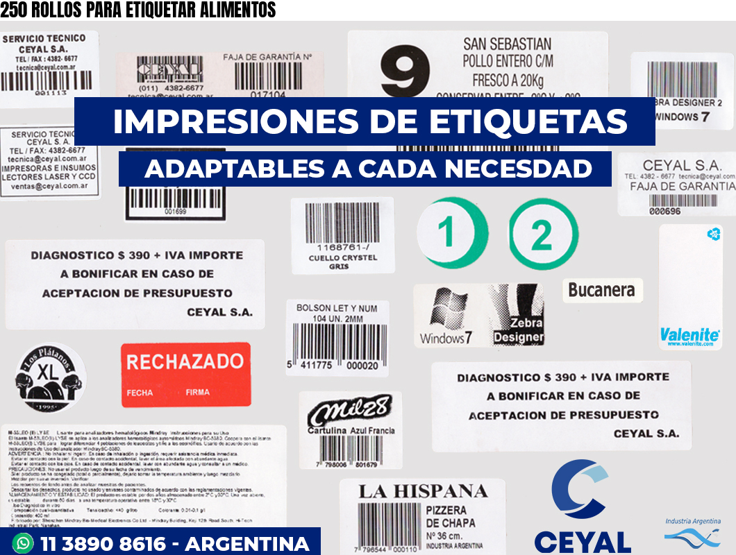 250 ROLLOS PARA ETIQUETAR ALIMENTOS