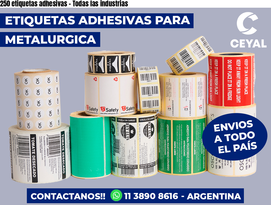 250 etiquetas adhesivas – Todas las industrias