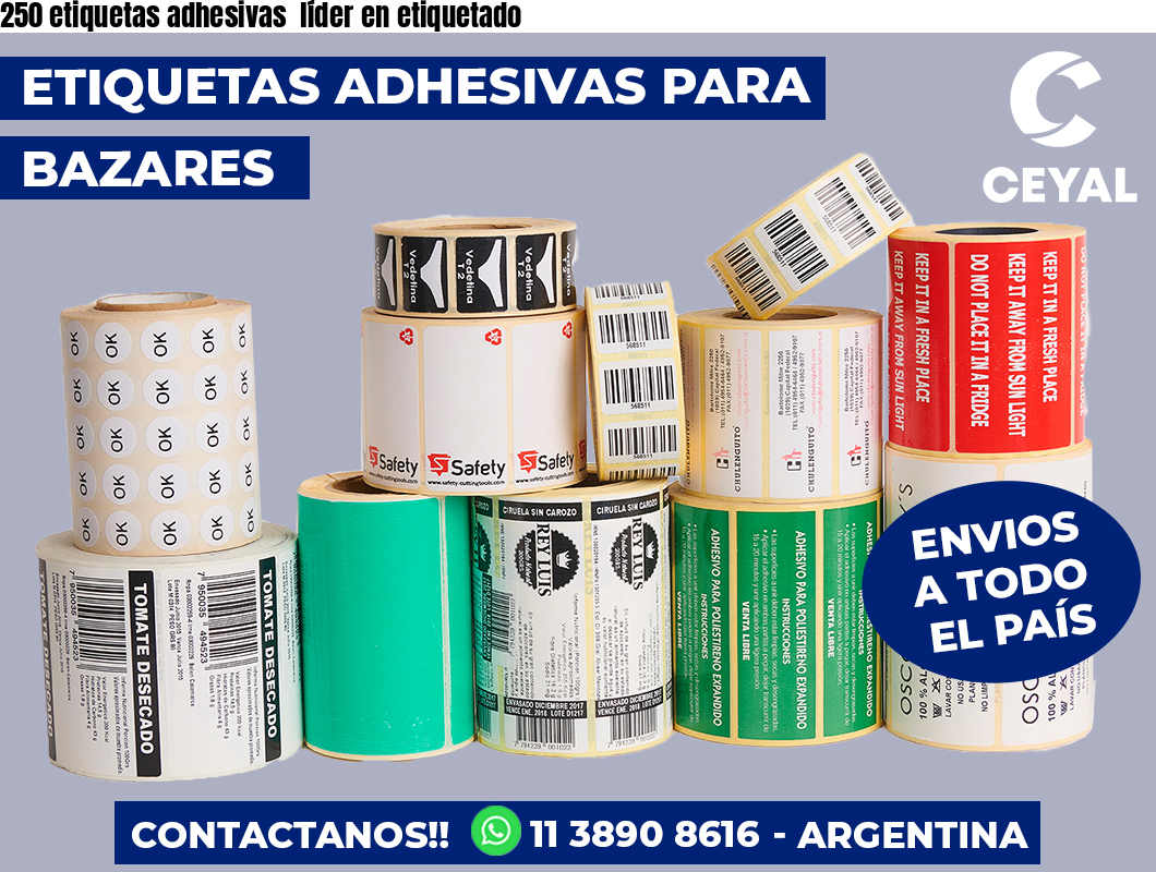 250 etiquetas adhesivas  líder en etiquetado