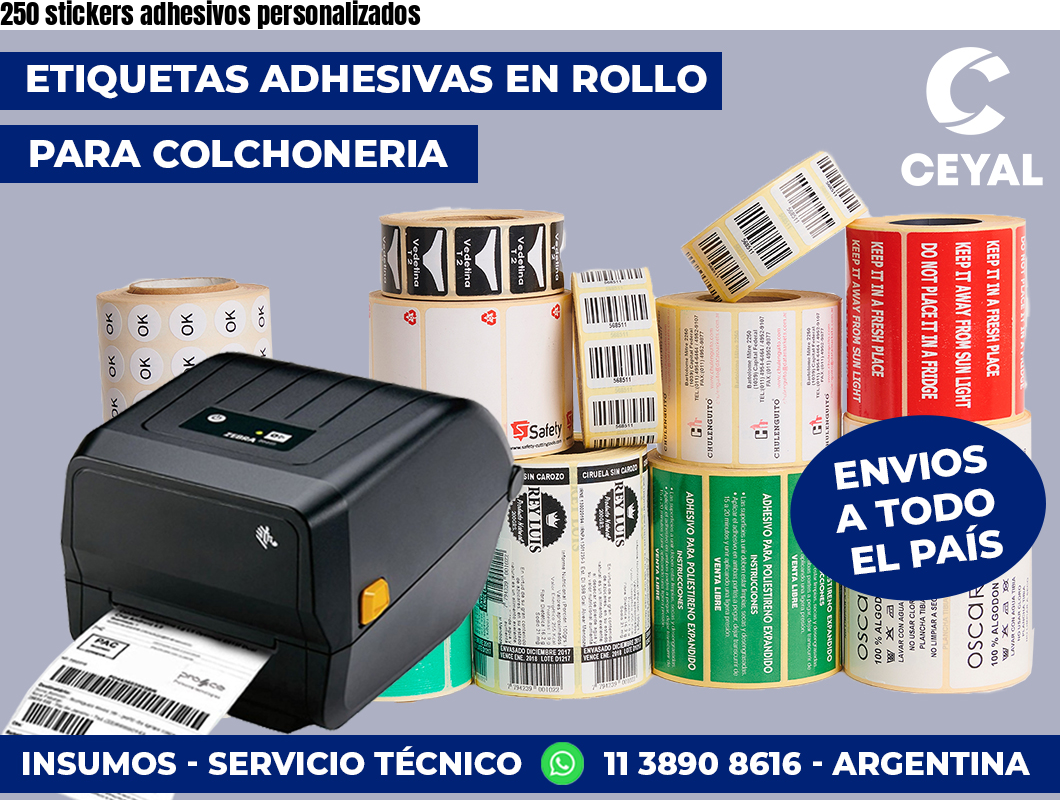 250 stickers adhesivos personalizados
