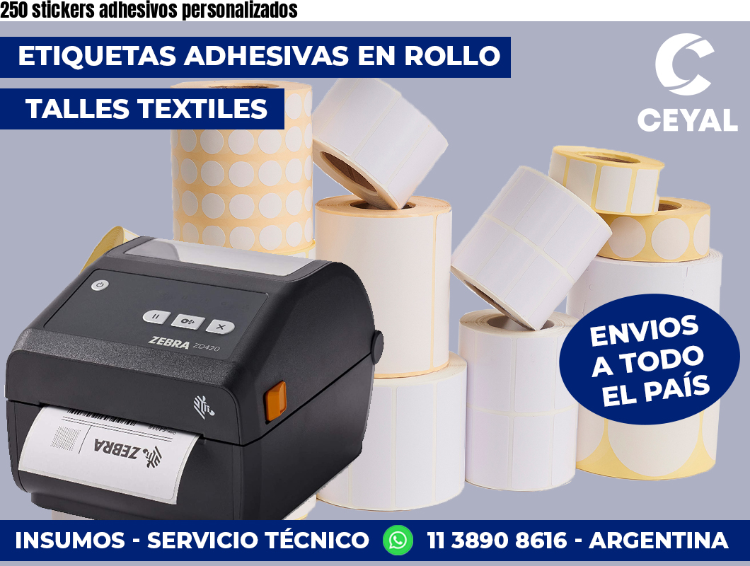 250 stickers adhesivos personalizados