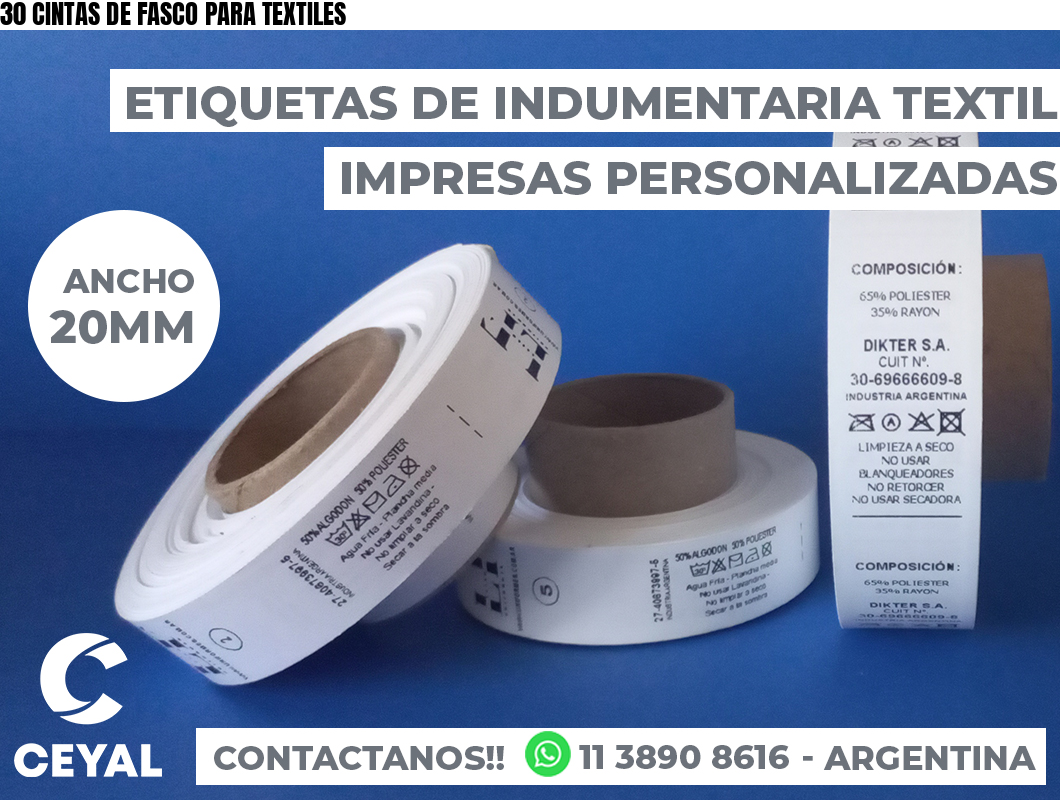 30 CINTAS DE FASCO PARA TEXTILES