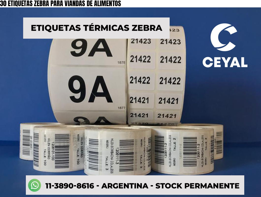30 ETIQUETAS ZEBRA PARA VIANDAS DE ALIMENTOS