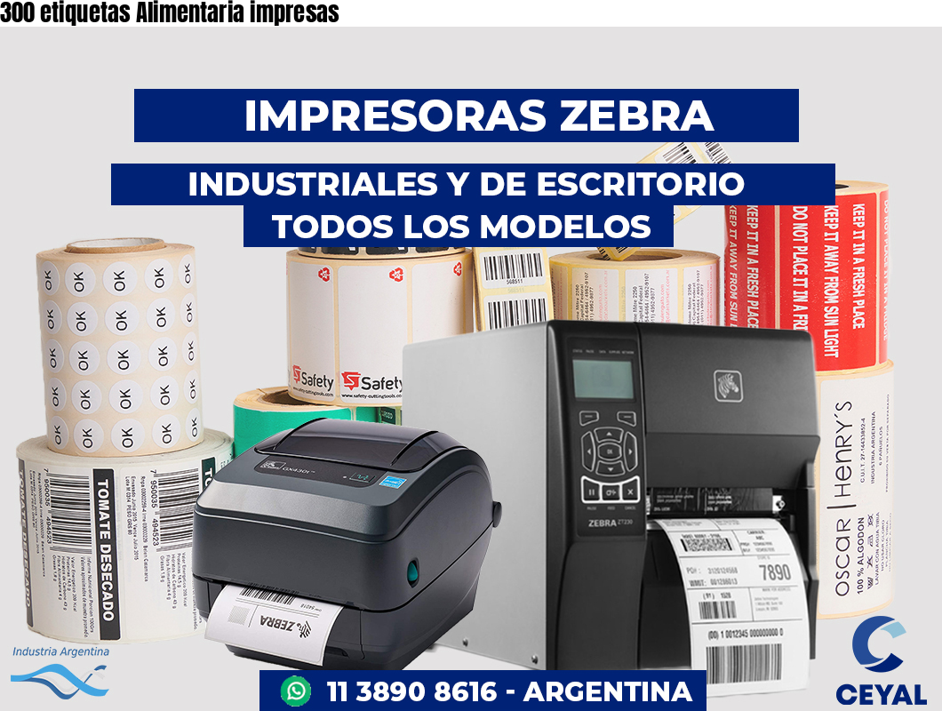 300 etiquetas Alimentaria impresas