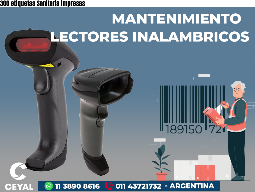 300 etiquetas Sanitaria impresas