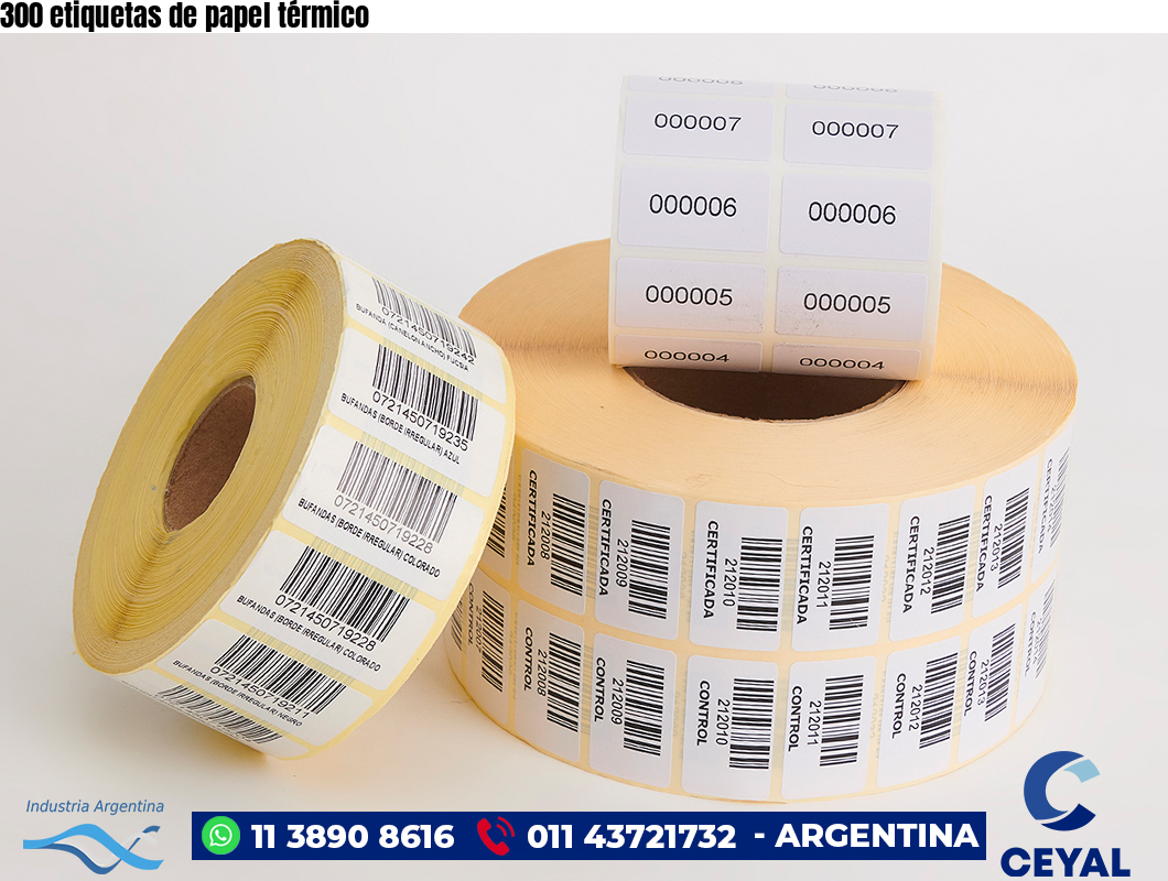 300 etiquetas de papel térmico