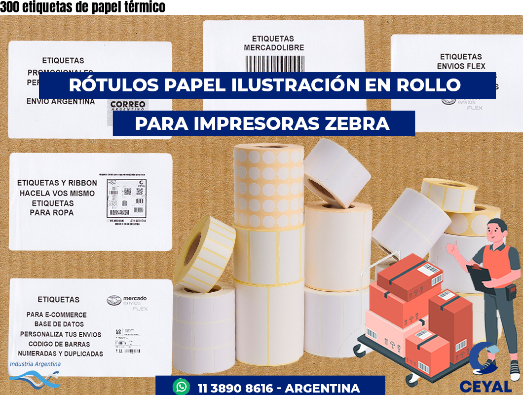 300 etiquetas de papel térmico