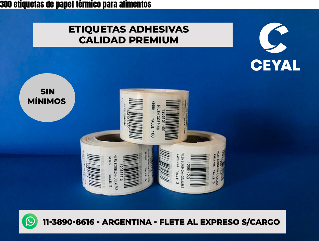 300 etiquetas de papel térmico para alimentos