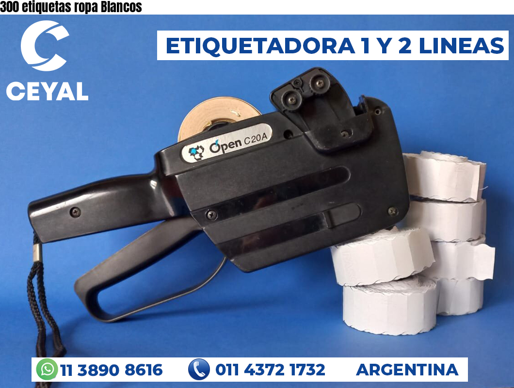 300 etiquetas ropa Blancos