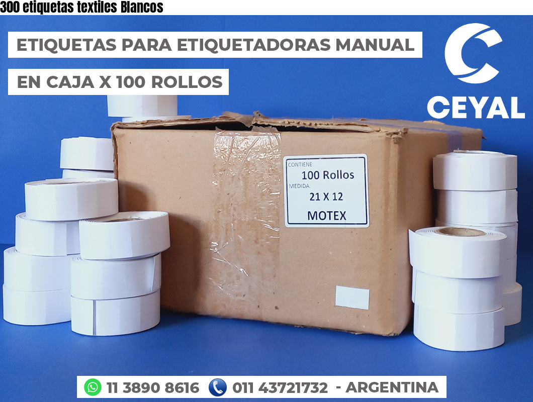 300 etiquetas textiles Blancos