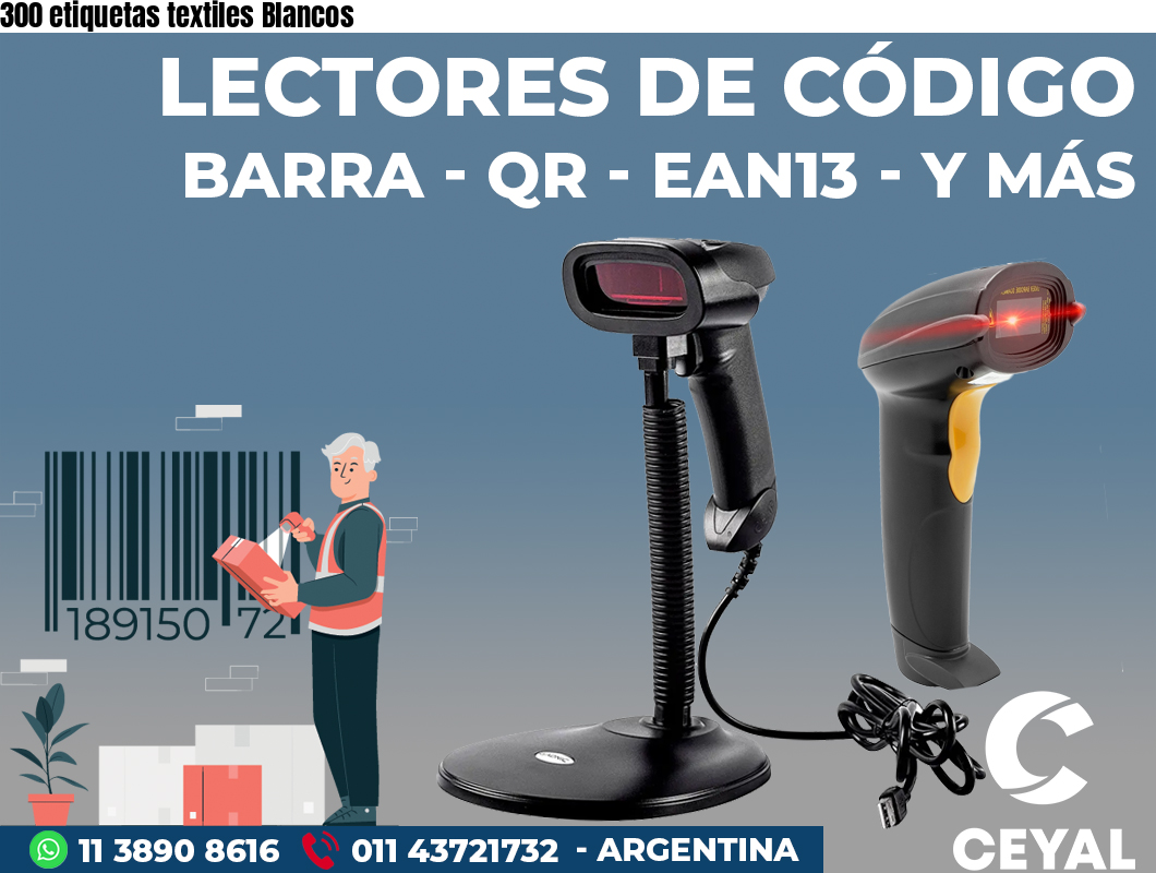 300 etiquetas textiles Blancos