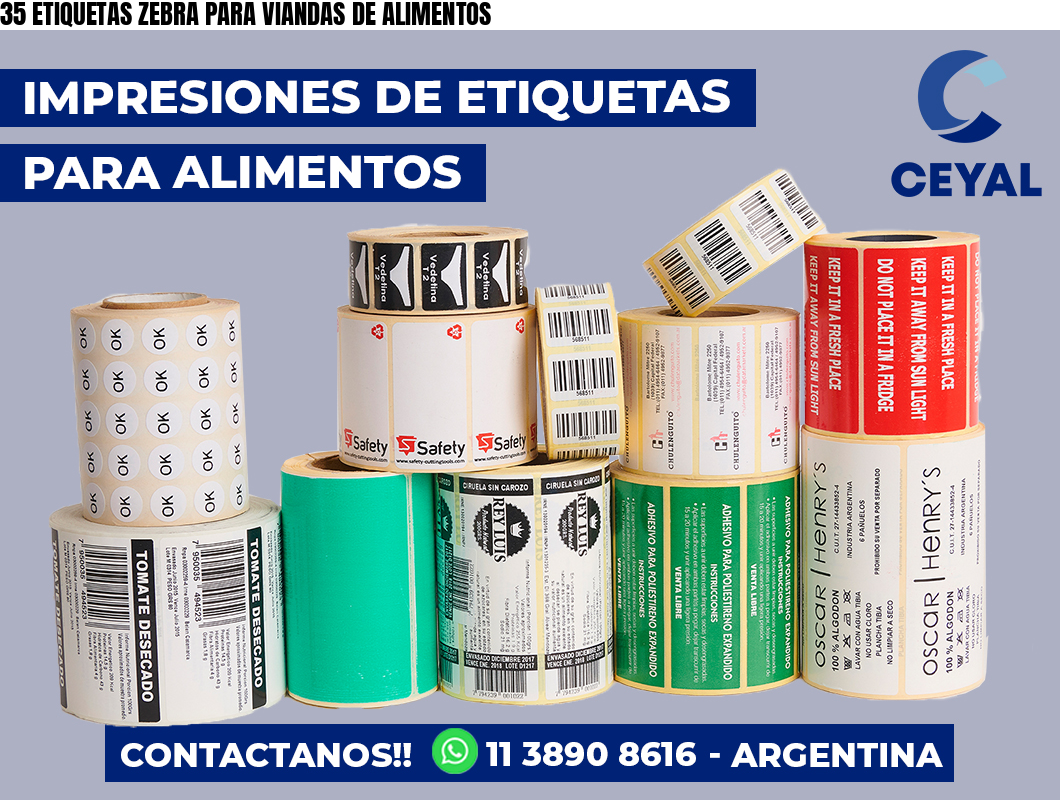 35 ETIQUETAS ZEBRA PARA VIANDAS DE ALIMENTOS