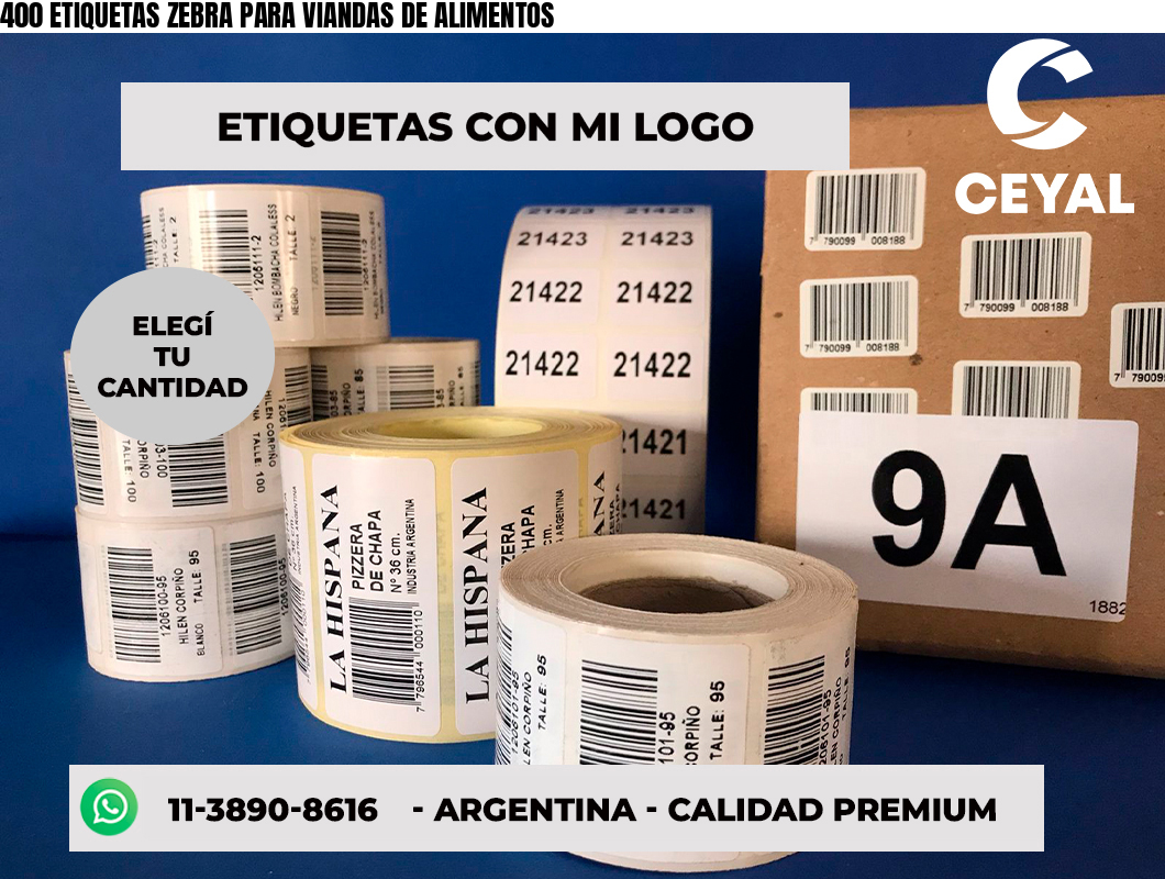 400 ETIQUETAS ZEBRA PARA VIANDAS DE ALIMENTOS
