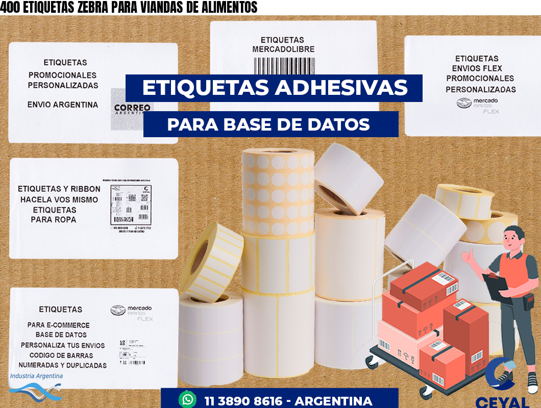 400 ETIQUETAS ZEBRA PARA VIANDAS DE ALIMENTOS