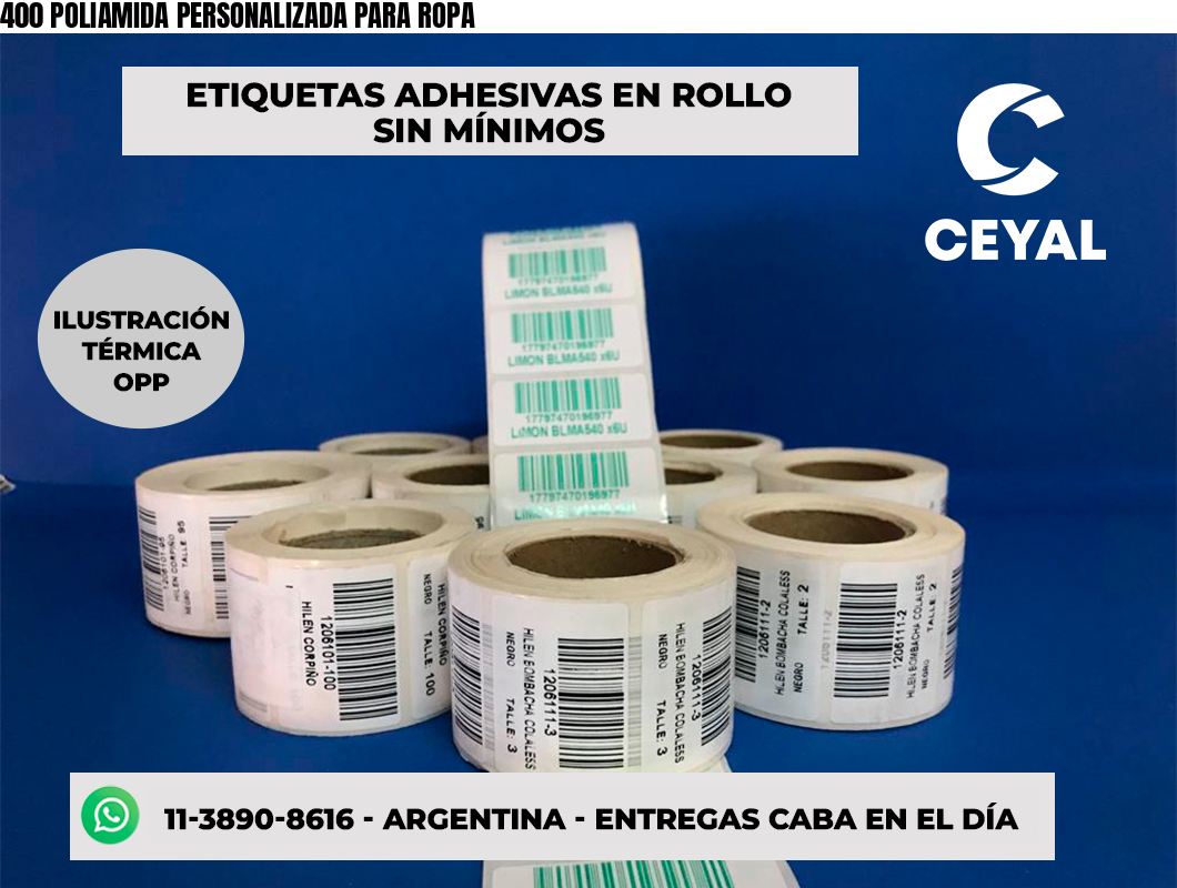 400 POLIAMIDA PERSONALIZADA PARA ROPA