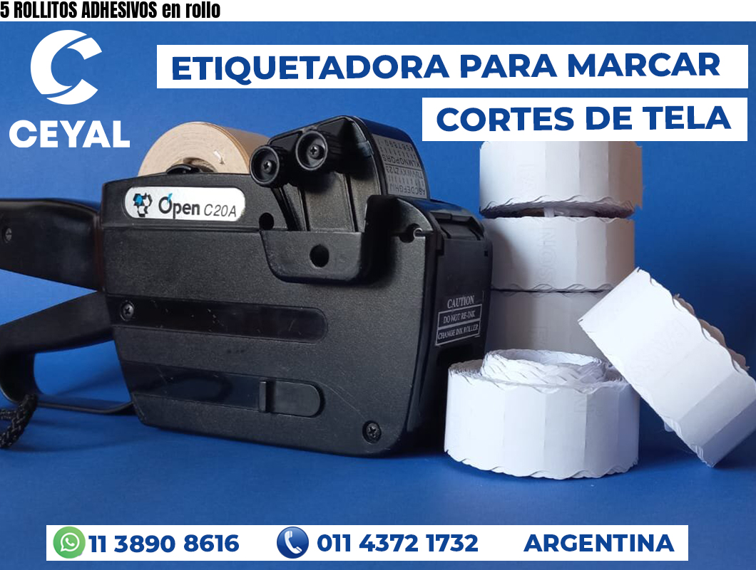 5 ROLLITOS ADHESIVOS en rollo